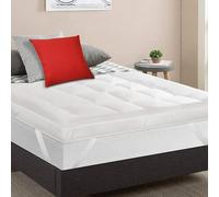 MightySoft Surmatelas pour lit simple de 10 cm d'épaisseur - Surmatelas matelassé, extra profond, en microfibre ultra moelleuse et respirante, s'adapte solidement avec des sangles élastiques, améliore