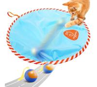 Migipaws Ensemble de jouets interactifs pour chat - Tracker amusant - Balle de chasse lumineuse avec pochette MystiChaser - Queue moelleuse - Petite souris (bleu)