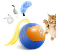 Migipaws Jouet Balle Interactif pour Chat, Traqueur Amusant, Balle Roulante Automatique avec Queue Duveteuse, Une Petite Souris, Rechargeable（Blue）