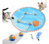 Migipaws Jouet Balle Interactive pour Chat, Traqueur Amusant, Balle de Poursuite Lumineuse avec Pochette MystiChaser, Queue Duveteuse, Une Petite Souris(Bleu)