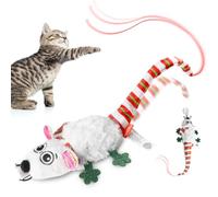 Migipaws Jouet électrique pour Chat, Souris électrique, Jouet avec Queue remuante et Herbe à Chat, Rechargeable