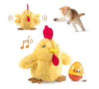 Migipaws Jouet électrique pour Chats, Jouet en Peluche avec Herbe à Chat, Battement et gazouillis comme Un Vrai Poulet, activé par Le Toucher, Rechargeable,drôles d'œufs de Pâques（Gelb）