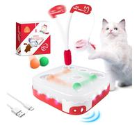 Migipaws Jouet interactif 5 en 1 pour chat, jeu d'intérieur activé par le mouvement avec balle à rebond automatique, baguette à plumes amovible, rechargeable