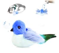 Migipaws Jouet interactif électrique pour Chat - Jouet en Peluche pour Chaton - Réels battements et gazouillements comme Un Oiseau - Rechargeable - avec Herbe à Chat (Oiseau Bleu)