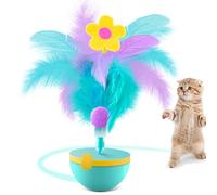 Migipaws Jouet interactif pour Chats avec Plumes, Design Anti-basculement et gazouillis d'oiseaux, Jeu Automatique pour Minou, Accessoire remplaçable (Vert)