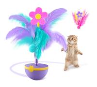 Migipaws Jouet interactif pour Chats, Jouet pour Chats avec Plumes, Design Tumbler, Jouet couineur pour Tigres, Interchangeable(Violet)