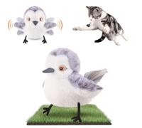 Migipaws Jouet pour Chats Oiseau battant, gazouillis de bécassine Plus Vrai Que Nature, Jouet activé par Le Toucher pour Chats, électrique interactif pour Chaton, avec Herbe à Chat, Rechargeable