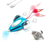 Migipaws Jouets automatiques pour Chat, Jouet Souris Intelligent pour Chat, Jouet interactif pour Chaton avec LED, Rechargeable (Bleu)