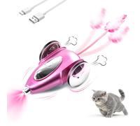 Migipaws Jouets automatiques pour Chat, Jouet Souris Intelligent pour Chat, Jouet interactif pour Chaton avec LED, Rechargeable (Rose)