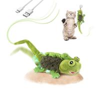 Migipaws Jouets pour chat - Jouet pour chat - Activé par le toucher - Lézard flottant - Jouet avec herbe à chat - Jouet d'intérieur rechargeable (vert)