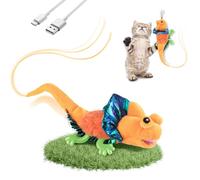 Migipaws Jouets pour chat - Jouet pour chat - Activé par le toucher - Lézard flottant - Jouet avec herbe à chat - Jouet d'intérieur rechargeable (orange)