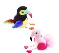 Migipaws Jouets pour chat, toucan en peluche et flamant rose