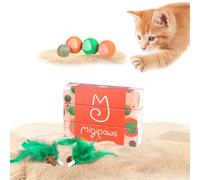 Migipaws Lot de 3 boules de rechange en EVA, 1 balle d'herbe à chat, 2 arbres en noix de coco - Tige à plumes