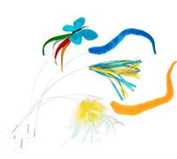 Migipaws Plume + ver x 2 + ruban + papillon de remplacement, recharges de jouets papillon pour chat