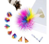 Migipaws Souris 7 Trous Whack-A-Mole,Accessoires de Plumes,6 pièces de Plumes Arc-en-Ciel + 2 pièces d'accessoires Mylar