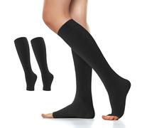 Migliore Wear Chaussettes de compression médicales pour homme et femme 20-30 mmHg, classe 2, bas de contention médicale, bas de thrombose, bas de contention - orteils ouverts