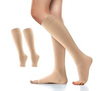 Migliore Wear Chaussettes de compression médicales pour homme et femme 20-30 mmHg, classe 2, bas de contention médicale, bas de thrombose, bas de contention - orteils ouverts