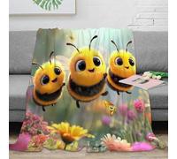 Mignon 3D Imprimé Abeille Microfibre Couverture Adultes Décoration Maison Bourdon Jardin Plaid Canapé Chambre 40x50(100x130cm)