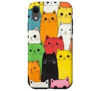 Mignon Adorable Dessin animé Cats Visages Vif Style passal Coque pour iPhone XR