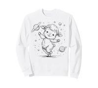 Mignon Agneau Flottant dans l'espace avec planètes et étoiles Sweatshirt