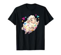 Mignon Agneau Moelleux avec des cœurs colorés T-Shirt