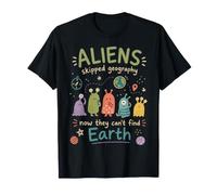 Mignon Alien Humour Errant Cosmique Terre Géographie Professeur T-Shirt