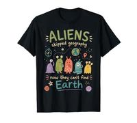 Mignon Alien Humour Errant Cosmique Terre Géographie Professeur T-Shirt Graphique avec Valeur