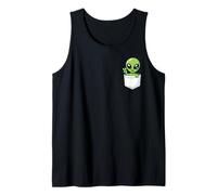 Mignon Alien Vert dans la Poche Signe de Paix Kawaii drôle Dessin animé Débardeur