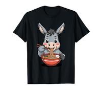 Mignon âne Mangeant Ramen Japonais Kawaii Farm Nouilles T-Shirt