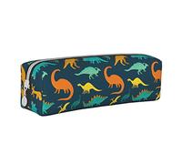 Mignon Animal Dinosaure Impression Crayon Pochette Ronde Stylo étui Portable Crayon Sac en Cuir Organisateur avec Fermeture éclair cosmétique Pochette Sac