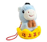 Mignon animal en peluche, pendentif porte-clés en forme d'animal du Nouvel An chinois | Porte-clés chevaux en peluche - Pour , garçons, vacances, anniversaire, sac à dos, sac à dos, kl-bleu