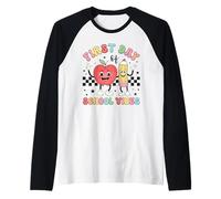 Mignon Apple & Pencil First Day of School Vibes Happy Cartoon Manche Raglan