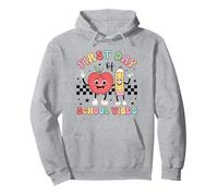Mignon Apple & Pencil First Day of School Vibes Happy Cartoon Sweat à Capuche