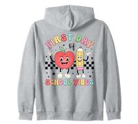 Mignon Apple & Pencil First Day of School Vibes Happy Cartoon Sweat à Capuche