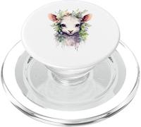 Mignon Aquarelle Agneau Floral Couronne Bébé Mouton Art PopSockets PopGrip pour MagSafe