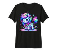 Mignon Arc-en-Ciel zèbre coloré lumières de Vacances Kawaii T-Shirt Haut de Gamme