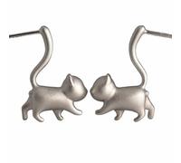 Mignon argent chat boucles d'oreilles Design à la mode Unique drôle Simple argent aiguille boucles d'oreilles pour les femmes anniversaire fête des mères fête cadeau