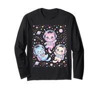 Mignon Astronaute Chats Cœurs Étoiles Galaxie Kawaii Manche Longue