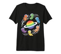 Mignon Astronaute Dragons Rainbow Ringed World T-Shirt Haut de Gamme