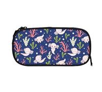 Mignon Axolotl avec coraux et algues impression trousse à crayons grande capacité pochette porte-stylo sacs à crayons boîte organisateur fermeture éclair cosmétique maquillage sac de rangement