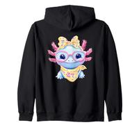Mignon Axolotl Kawaii Amphibien Portrait Graphique Bleu Rose Sweat à Capuche