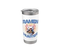 Mignon Axolotl mangeant des ramen dessin animé Ramen Hunter Noodle Lover Gobelet isotherme en acier inoxydable double paroi