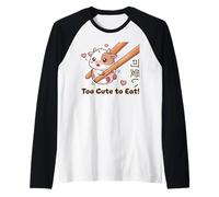 Mignon Baguette Kawaii Bébé Vache Too Cute to Eat Meme Manche Raglan