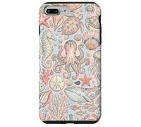 Mignon Beachy Sea Life Pastel Aquarelle Animaux Océan Coque pour iPhone 7 Plus/8 Plus