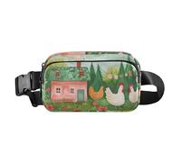 Mignon Beaver Sac banane vintage pour femme, homme, adolescent, grande capacité, sac à bandoulière antivol, Flower Garden Maison française Rose ancien, 1 size