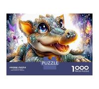 Mignon Bébé Crocodile Puzzle 1000 Pièces Classique Portrait de Crocodile Vivant Set Loisir Famille Développement Cognitif & Concentration Carton Recyclé Activité Maison 38x26cm