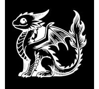 mignon bébé dragon aux ailes déployées Stickers lettrage 67.2x72.8cm Décoration artistique Blanc