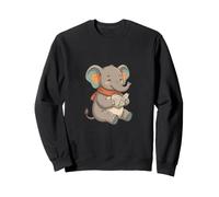 Mignon Bébé Éléphant avec Écharpe Lit Un Livre Sweatshirt