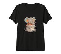 Mignon Bébé Éléphant avec Écharpe Lit Un Livre T-Shirt Haut de Gamme