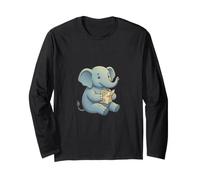 Mignon Bébé Éléphant Lit Une Carte Voyage Aventure Manche Longue